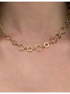 Oshena Aurora Choker Triple Gold Plated Link Circle Choker Necklace